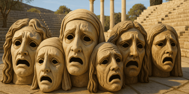 Tragedy Mask Example Tragedy Masks of Ancient Greece: History, Symbolism, and Theatrical ...